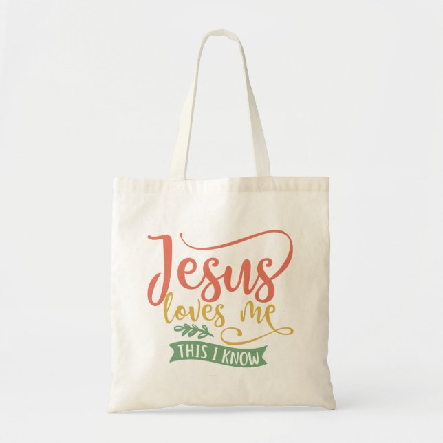 Bolso De Tela El Diseño Cristiano Jesús Me Ama. Esto lo sé (Frente)