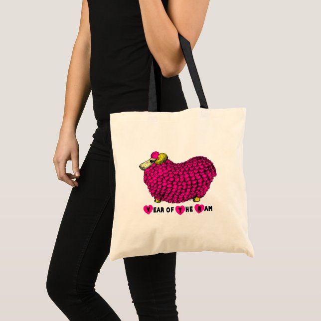 Bolso De Tela El divertido año rosado de la Ram chino Zodiac Tot (Anverso (producto))