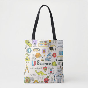 Bolso De Tela El doodle de ciencias escolares 1. Ail vintage dib