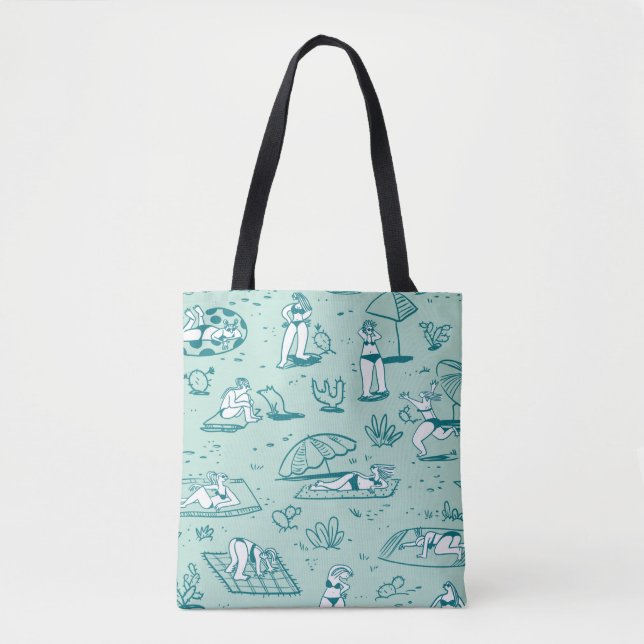 Bolso De Tela El entorno con los chicas de playa de verano. Pata (Anverso)