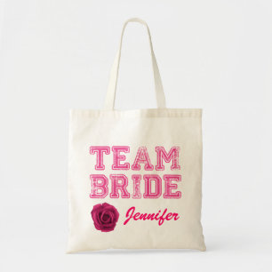 Bolso De Tela El equipo rosa de la novia Tote Bag
