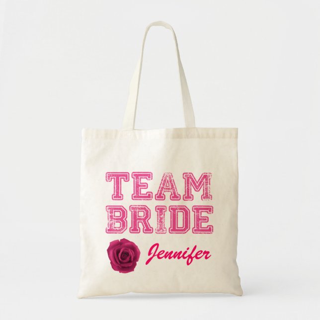 Bolso De Tela El equipo rosa de la novia Tote Bag (Frente)