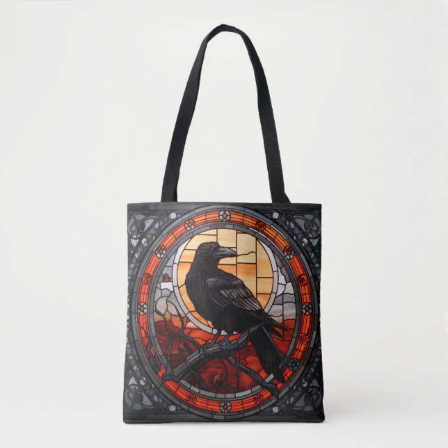 Bolso De Tela El Espantador Vidrio Manchado Raven (Anverso)
