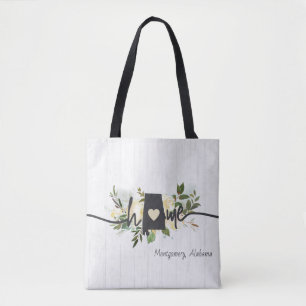 Bolso De Tela El estado de Alabama personalizó tu ciudad natal