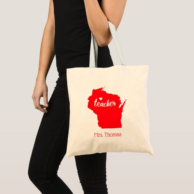 Bolso De Tela El estado de Wisconsin personalizó el tote del (Anverso (producto))