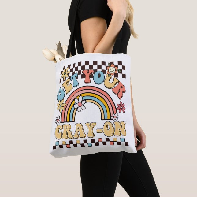Bolso De Tela El estilo retro del arcoiris del profesor educado  (Detalle)