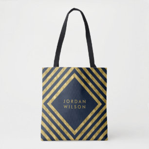 Bolso De Tela El falso cuadrado azul elegante del oro alinea