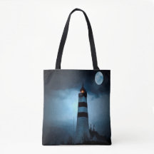 El faro noche oscura con luna