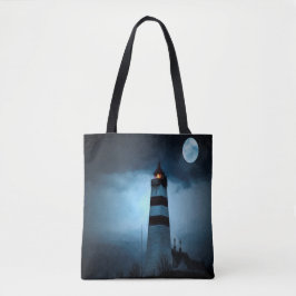 Bolso De Tela El faro noche oscura con luna