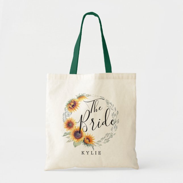 Bolso De Tela El florecimiento del girasol ruso| Novia (Frente)