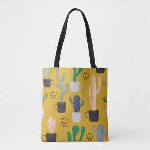 Bolso De Tela El fondo del patrón de Cactus es transparente. Cin