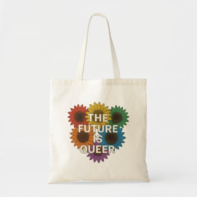 Bolso De Tela El futuro es más gay - girasoles arcoiris (Frente)