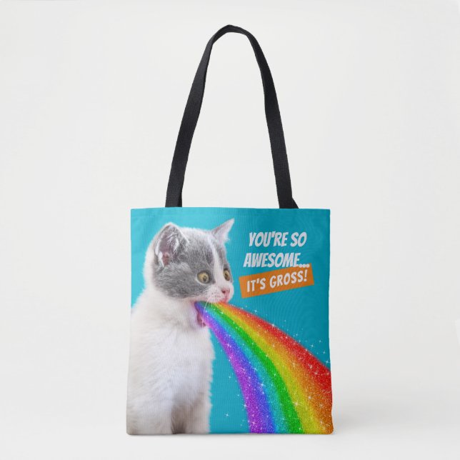 Bolso De Tela El gatito derrama el arcoiris (Anverso)