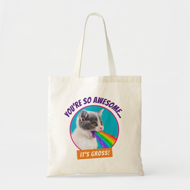 Bolso De Tela El gatito escupe el arcoiris (Frente)