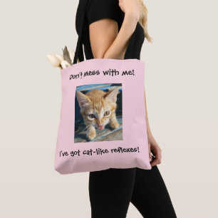 Bolso De Tela El gato anaranjado rosado "no ensucia conmigo!" La