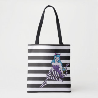 Bolso De Tela El gato de Cheshire raya la raya negra