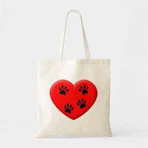 Bolso De Tela El Gato Enamoraba El Corazón Rojo Y Las Paws