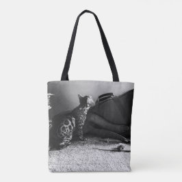 Bolso De Tela El gato encuentra la guitarra