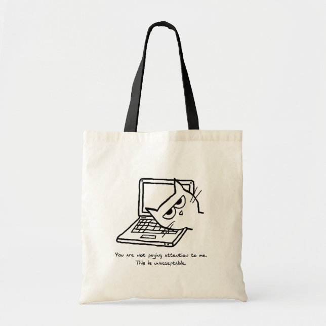 Bolso De Tela El gato enojado exige la atención - tote divertido (Frente)