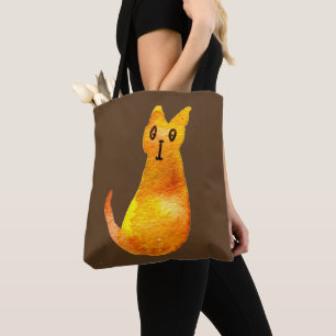 Bolso De Tela El gato jengibre adorable acuarela arte de ilustra