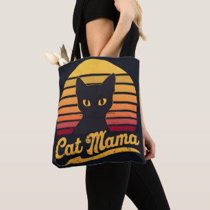 Bolso De Tela El gato Mama Sunset Silhouette de un gato negro