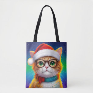 Bolso De Tela El gato Navidad Santa Claus-68265