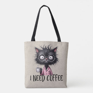 Bolso De Tela El gato negro necesita Tote de café