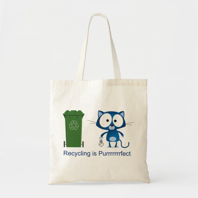 Bolso De Tela El gato recicla (Frente)