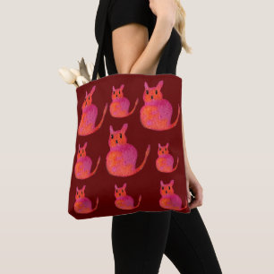 Bolso De Tela El gato rosa funky lindo gatito
