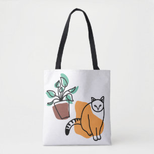 Bolso De Tela El gato y la planta