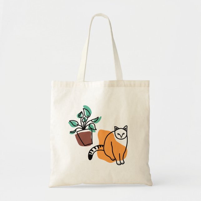 Bolso De Tela El gato y la planta (Frente)
