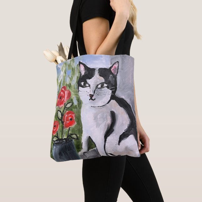 Bolso De Tela El gato y los cachorros (Detalle)