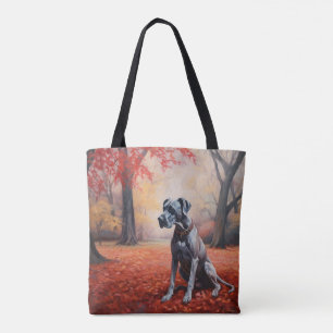 Bolso De Tela El gran danés en otoño inspira la caída de las hoj