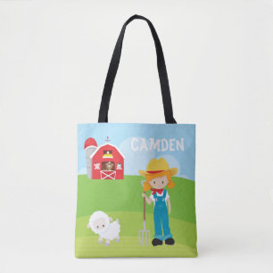 Bolso De Tela El granjero Chica hijo personalizado