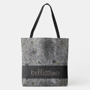 Bolso De Tela El gris del granito de la geología con el musgo