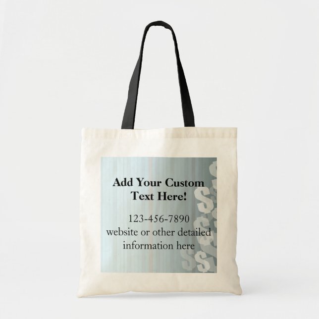 Bolso De Tela El gris sombrea diseño financiero de los Rótulos (Frente)
