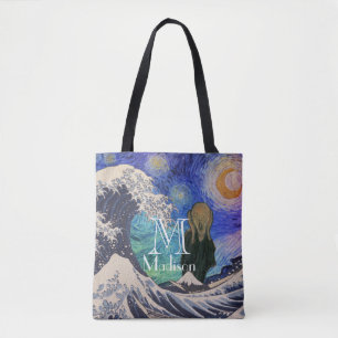 Bolso De Tela El grito en la noche estrellada de la gran ola