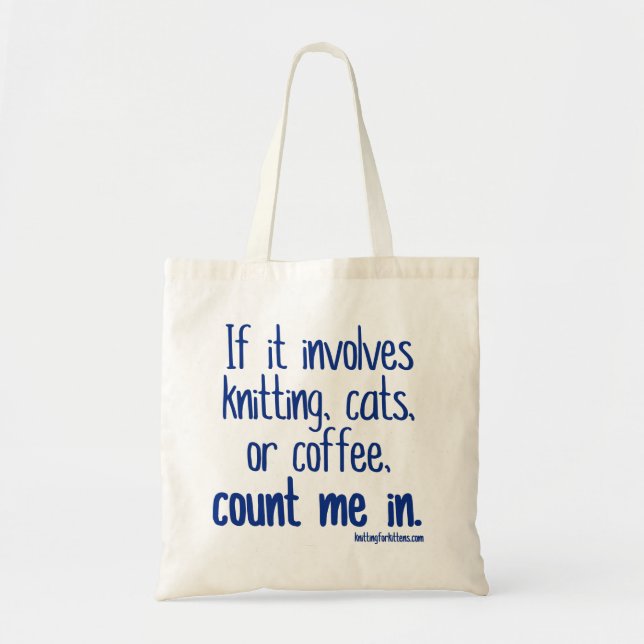 Bolso De Tela El hacer punto, gatos o café (Frente)