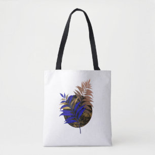 Bolso De Tela El helecho azul en círculo negro