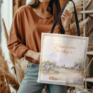 Bolso De Tela "El hogar es donde está la cabaña" Flores silvestr