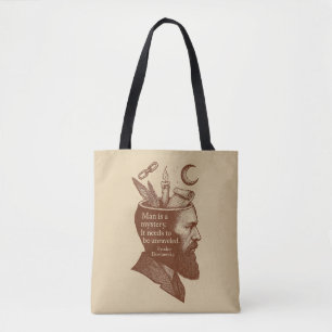 Bolso De Tela El hombre es una cita misteriosa de Dostoevsky