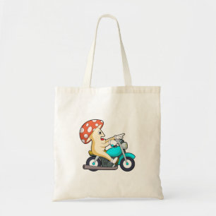 Bolso De Tela El hongo como ciclista con motocicleta