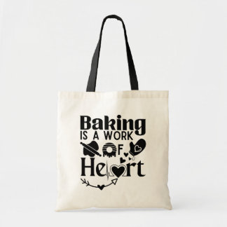 Bolso De Tela El hornear es una obra del Corazón Cute Negro eleg