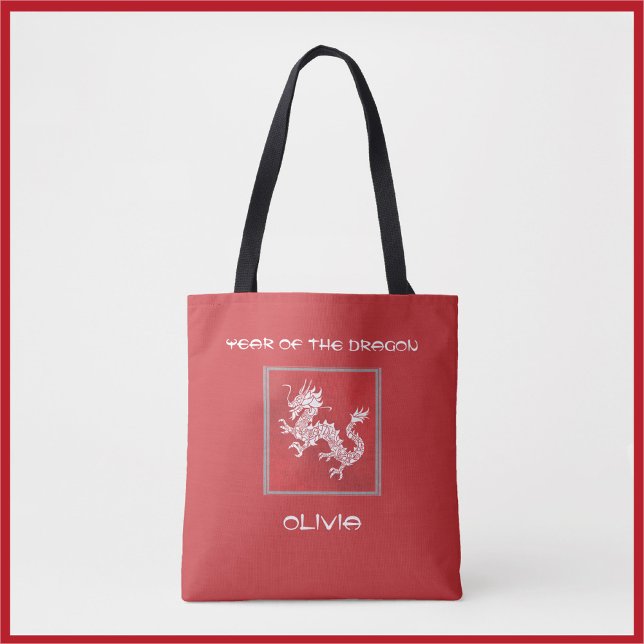 Bolso De Tela El impresionante año rojo y blanco del dragón (Subido por el creador)