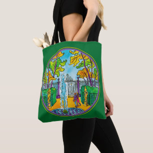Bolso De Tela El jardín de verano, dibujo acuático a mano