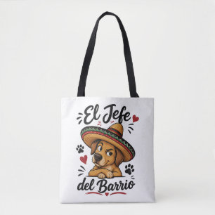 Bolso De Tela El Jefe del Barrio Perro Divertido con Sombrero
