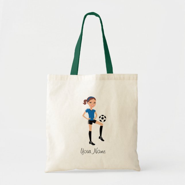 Bolso De Tela El jugador de fútbol del chica personalizado (Frente)