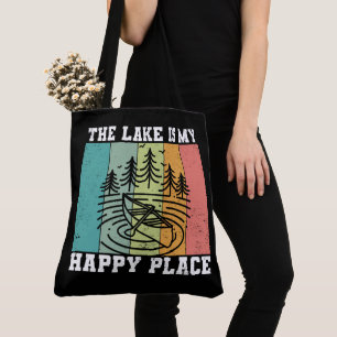 Bolso De Tela El lago es mi lugar feliz en el lago Vintage