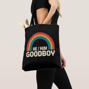 Bolso De Tela Él Le Buen Chico Arcoíris LGBTQ Orgullo Gay Aliado