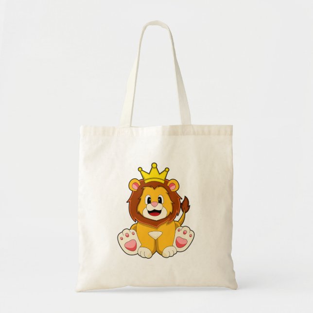 Bolso De Tela El león como rey con corona (Frente)